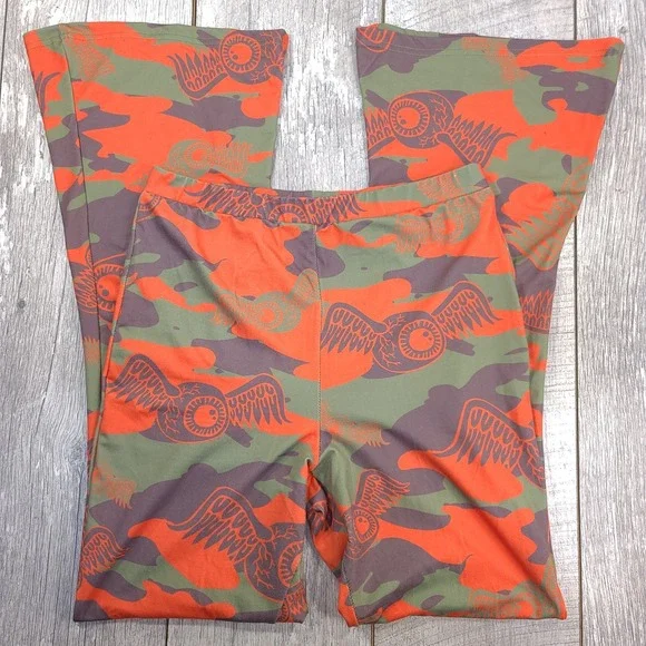 Von Dutch Womens Logo Print Leggings Size Large High Waist Camo Flare Leg - Picture 4 of 7